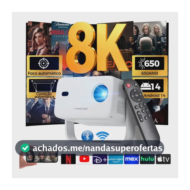Projetor Magcubic L018 LED Full HD 1080p, com Android 14 e Wi-Fi 6