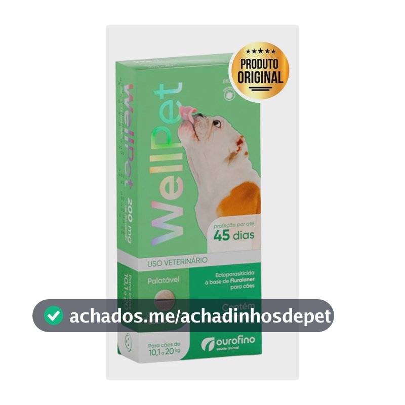 Ourofino Wellpet 200mg Antipulgas Cães 10,1 A 20kg 1 Compr