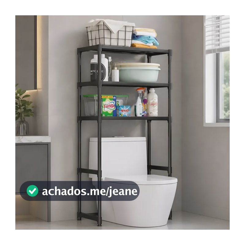 Estante Multiuso Para Banheiro 3 Andares - Preta