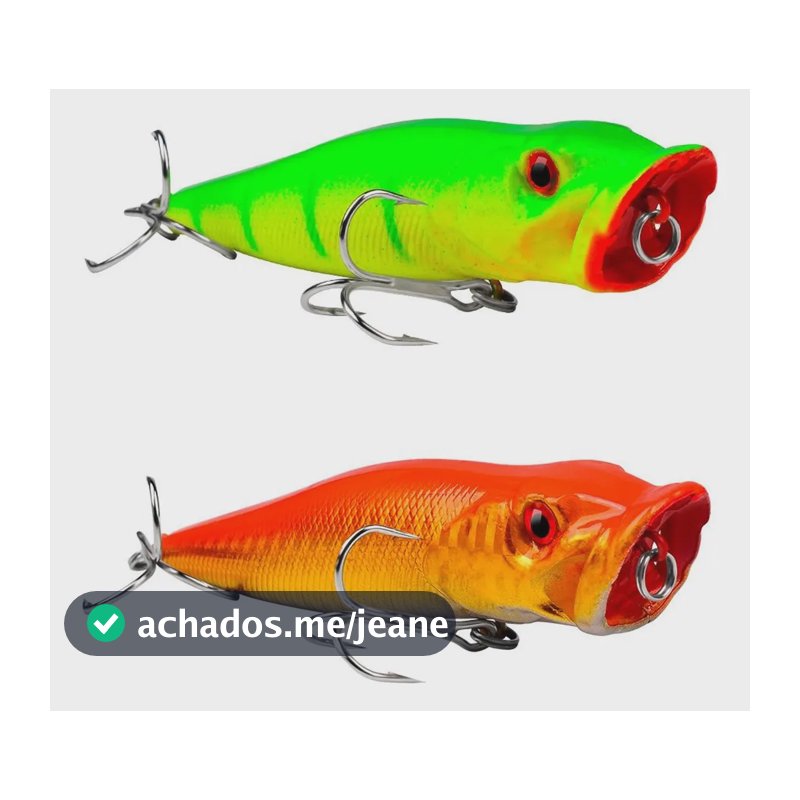 02 Isca Artificial Popper Importada Tucunaré Superfície Dourado