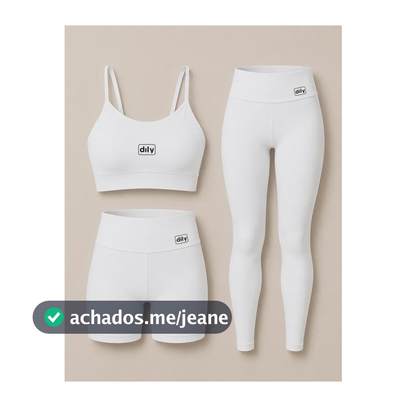 Kit Conjunto Fitness Poliamida Top + Short + Legging Branco Top P / Short E Legging G