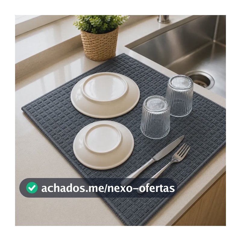 Kit 2 Tapetes De Pia Escorredor Louças Grande Em Microfibra Cinza-escuro