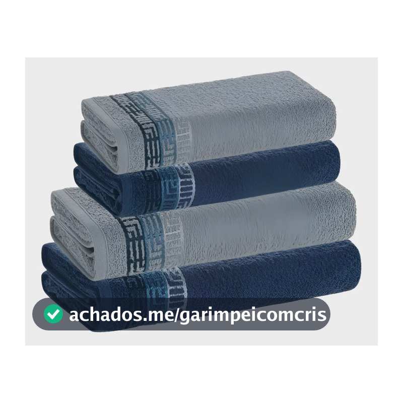 Jogo De Toalhas 4 Pçs Fio Cardado 100% Algodão Bosco Karsten Azul Serena/ Azul Naval Bosco