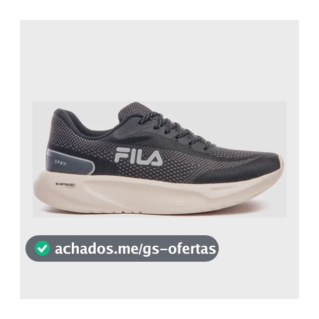 Tênis Fila Masculino Spry Esportivo Treino Corrida Academia Preto/grafite/cinza Mesh 42