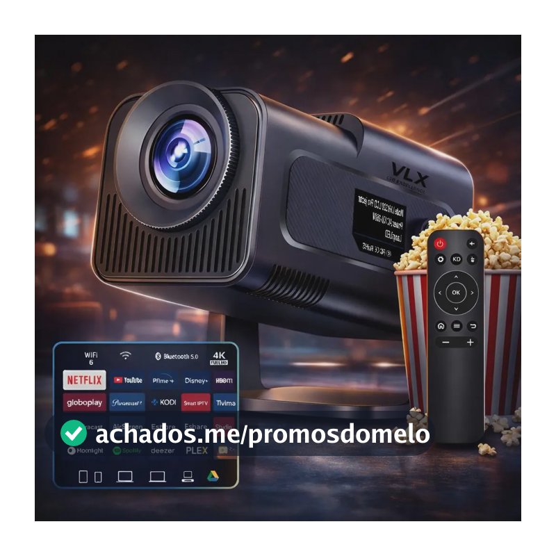 Projeto Hy320 Smart TV Android 11 WiFi6 Lumens Full HD 4K Mini Projeto Portátil Preto com Controle Remoto Bluetoth Cinema Em Casa Indobest