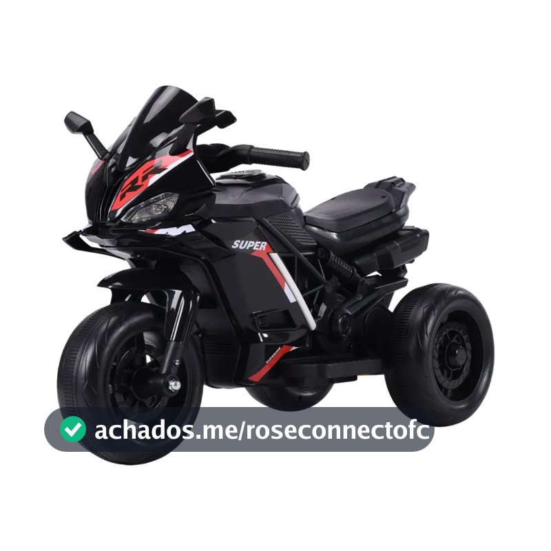 Moto Elétrica Infantil Maxi Toys 3 Rodas 6V LED Multimídia Preta