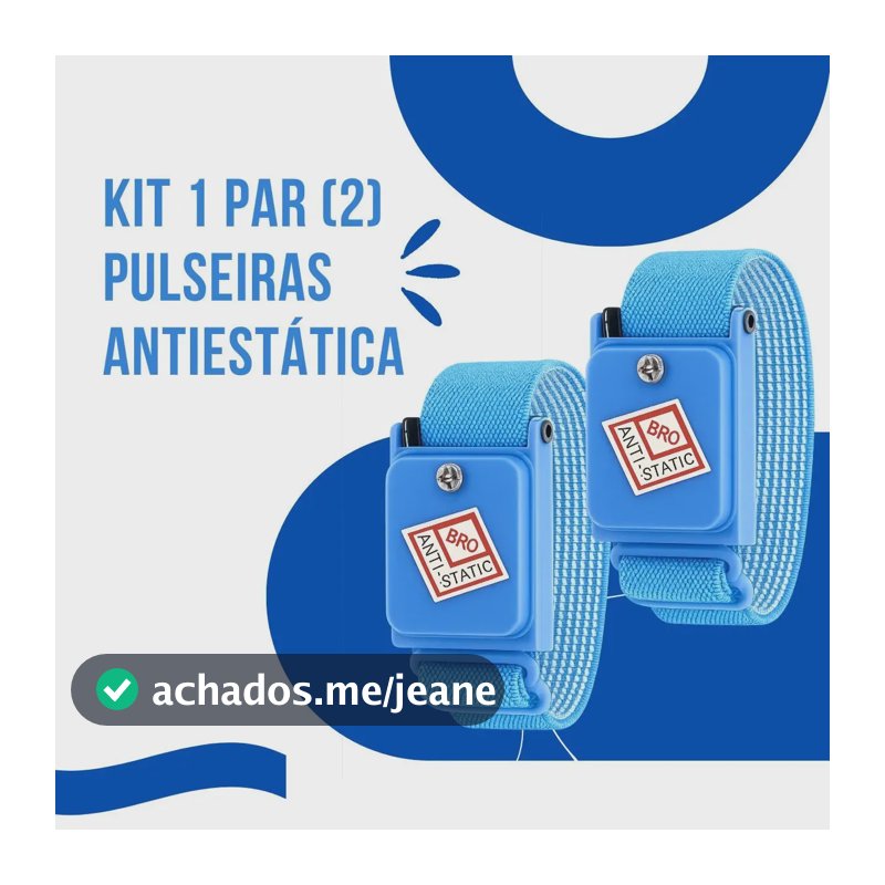 Pulseira ESD Anti Estática Sem Fio Profissional 1MΩ 2 Unidades Proteção Componentes Eletrônicos Gurumania