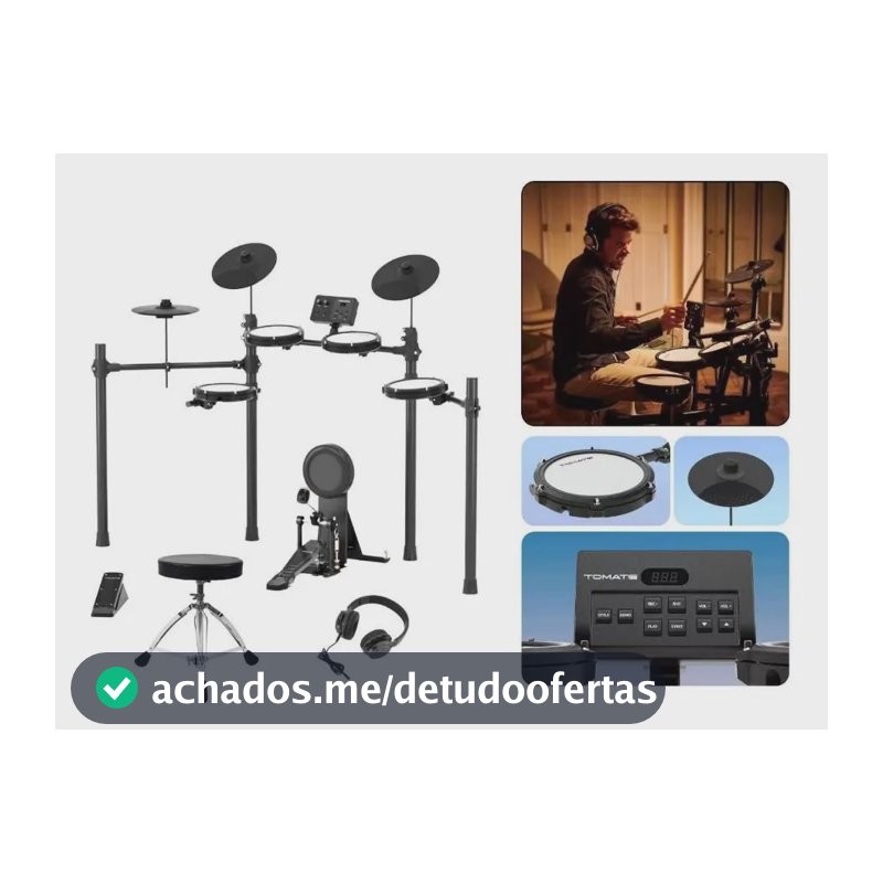 Kit 15 Bateria Eletrônica Musical Digital 150 Timbres Usb Preto