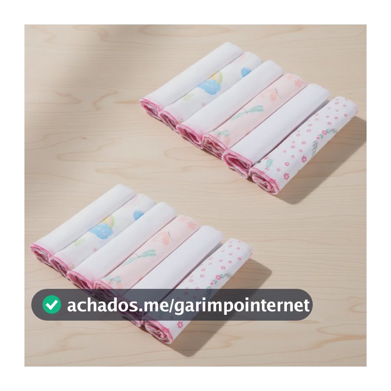 Kit 12 Paninhos De Boca Bebê Babete De Algodão Fralda Macio Rosa