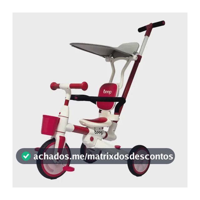 Triciclo Bicicleta Equilíbrio Sem Pedal 4 Em1 Beep Maxi Toys Vermelho