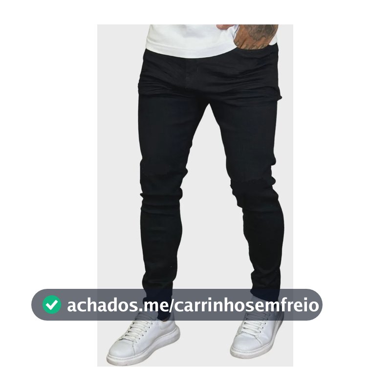 Calça Skinny Preta Masculina Jeans Com Elastano Lycra Preto 38