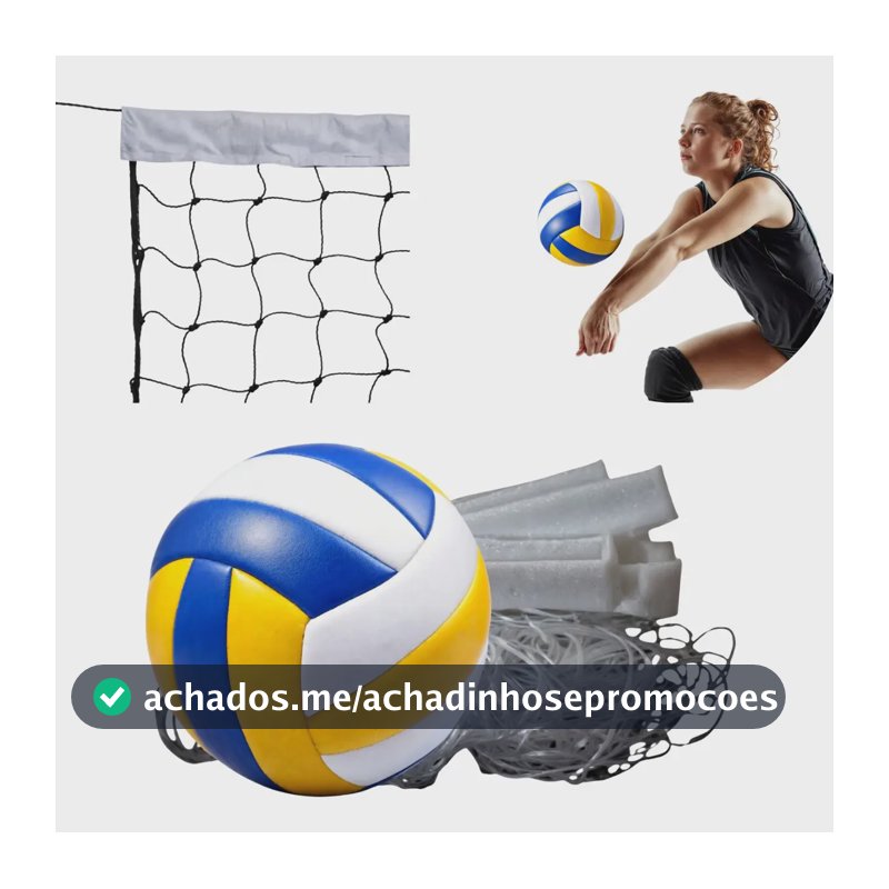 Kit Volei Lazer Bola Volei + Rede 5 Metros Piscina Praia