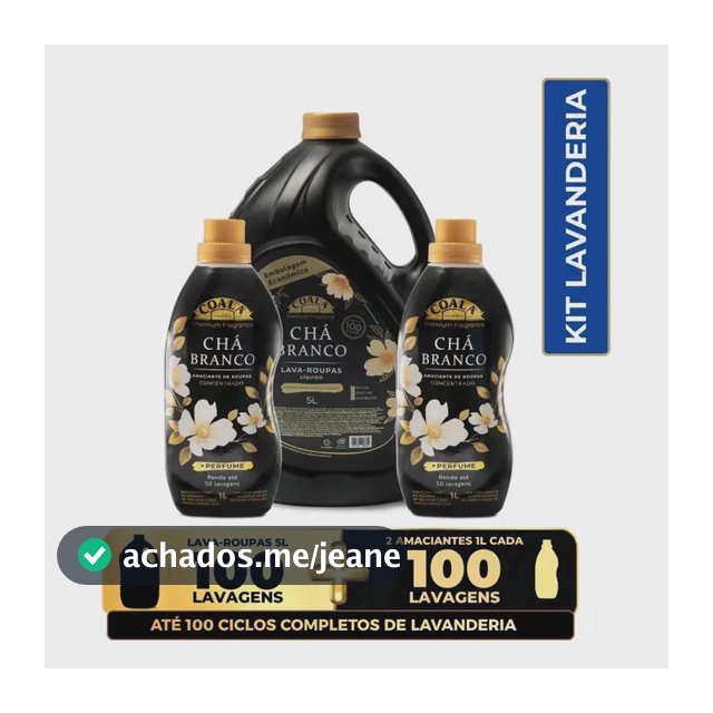 Kit Coala Lava Roupas 5l + 2 Amaciante 1l - Chá Branco