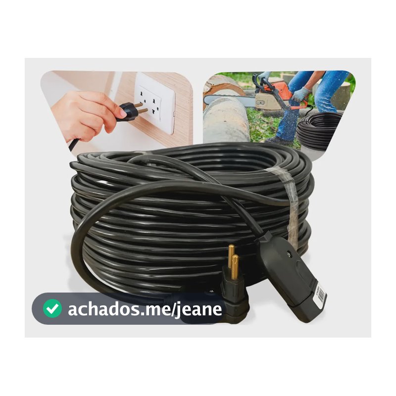 Extensao Eletrica 10m Reforçada Profissional 10/20a Preto Preto 127/220v