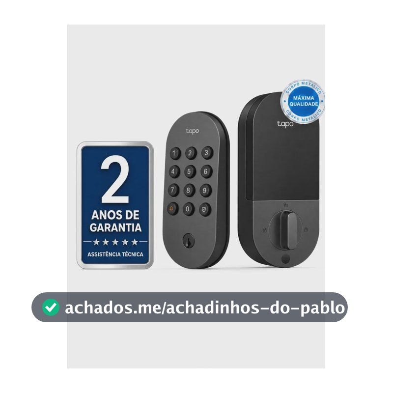 TP-Link Tapo DL100 Fechadura Digital Inteligente Wi-Fi com Até 200 Senhas, Acesso Remoto pelo Aplicativo, Travamento Automático, 2 Chaves de Reserva, Bateria de Até 7 Meses e IP54