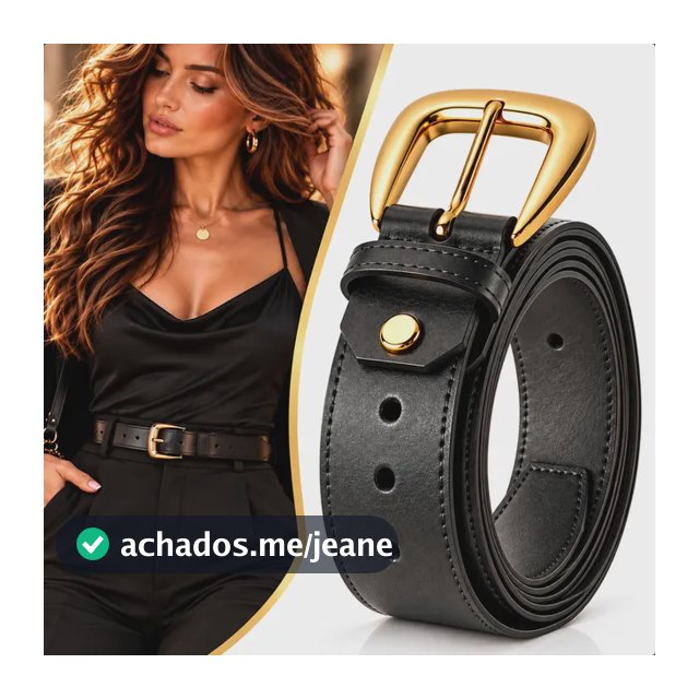 Cinto Couro Legítimo Fivela Dourada Elegância Feminino Luxo
