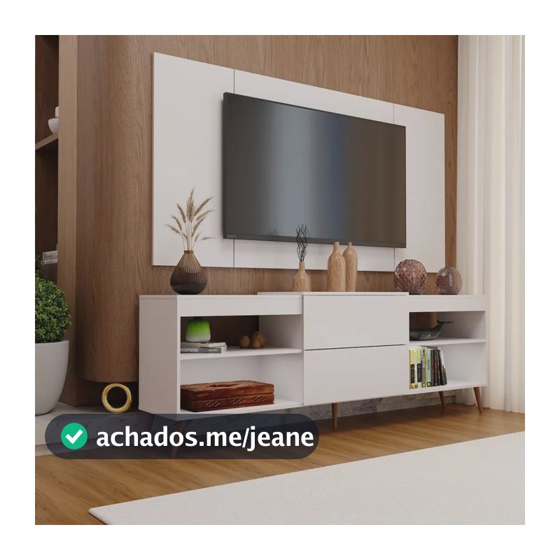 Rack Com Painel Para Tv Até 60 Polegadas Turim 1 Porta 2 Pra Branco
