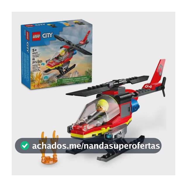 Lego City 60411 Helicóptero Dos Bombeiros Com 85 Peças