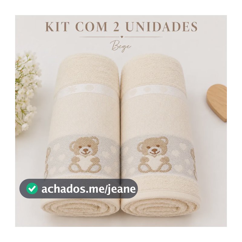 Kit 2 Toalha De Banho Infantil Personagens 100% Algodão Kids Bege