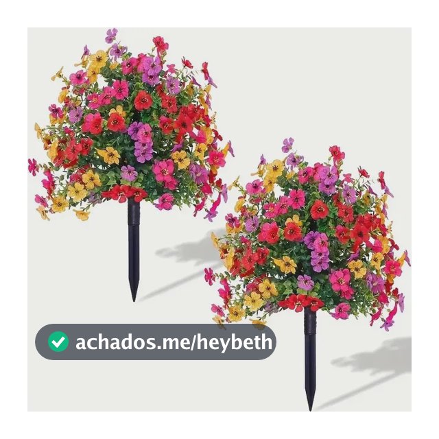 Arranjo De Flores Artificiais Com Estaca Para Jardim 2pcs Multicolor