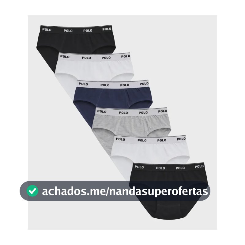 Kit 6 Cuecas Slip Polostar Cotton 100% Algodão Adulto
