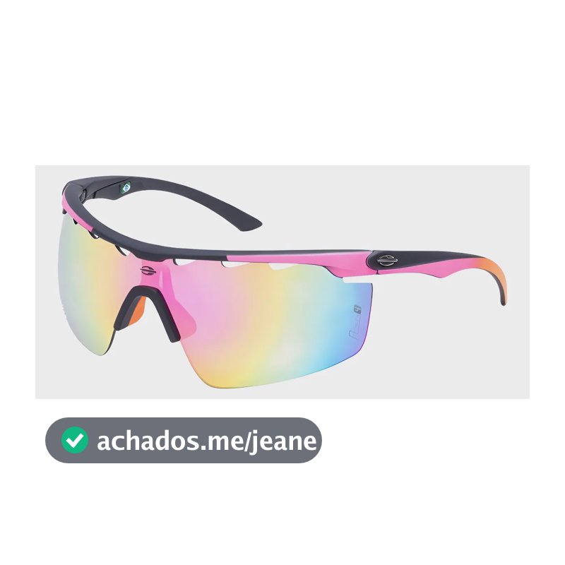Oculos Sol Mormaii Athlon 4 Preto Rosa Espelhado Cor Preto-Rosa Cor da armação Preto e Rosa Desenho Esportivo