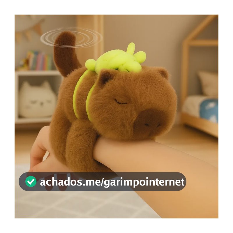 Capivara Braço Pulseira Brinquedo Pelúcia Filó Antialérgico Marrom
