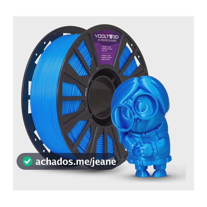 Filamento PLA Azul Velvet 1Kg Voolt3D Impressão 3D Premium Para Criar Modelos, Peças Decorativas, Miniaturas e Em Impressoras 3D Fabricação Brasileira