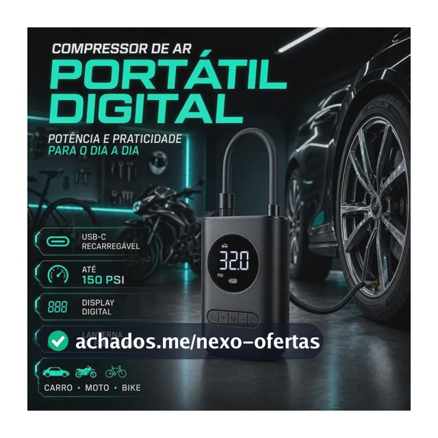 Compressor De Ar Portátil Digital Bhcases 80w Usb-c Para Carro Moto Bike Preto 127/220v 60 Hz Monofásica