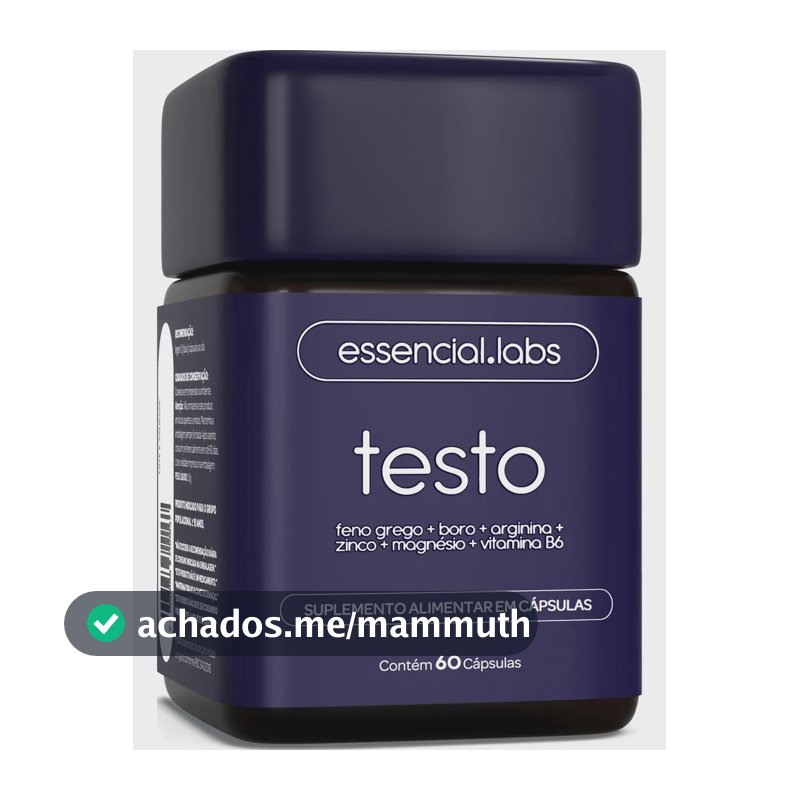 TESTO ESSENCIAL - Fórmula Exclusiva com Feno Grego + Boro + Arginina + ZMA + Vitamina B6 - 60 cápsulas