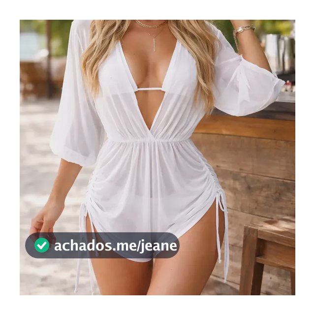 Saida De Praia Transparente Macaquinho Grepiada Nas Laterais