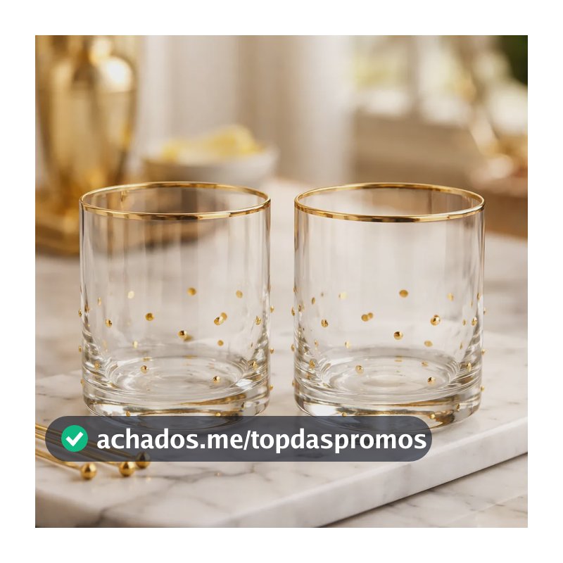 Kit 2 Copos Baixos 320ml Vidro Borossilicato Premium Poá Transparente