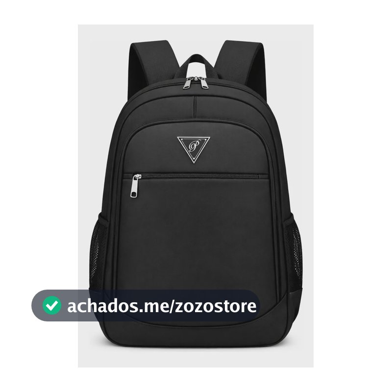 Mochila Masculina Bolsa Impermeável Faculdade Executiva Alça Reforçada Preto Liso