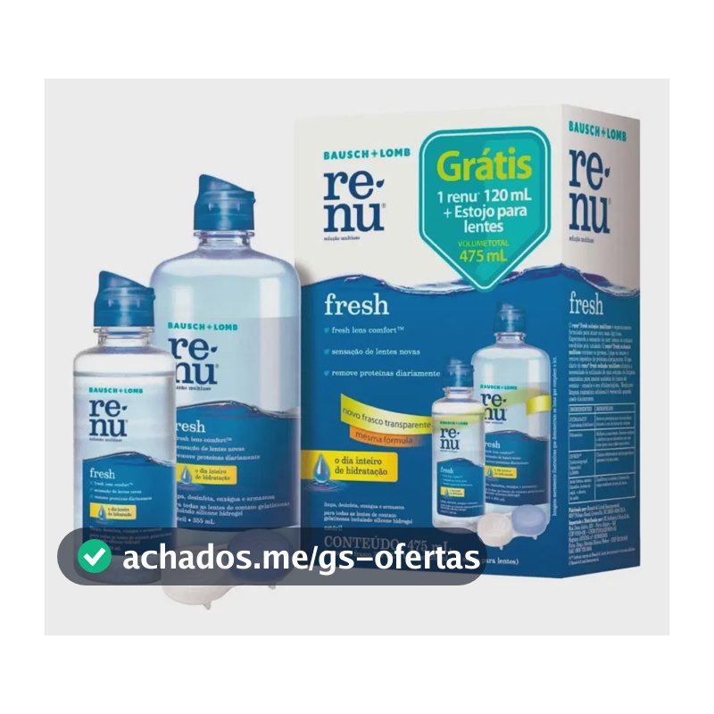 Kit Renu Fresh Solução Multiuso para Lentes 355ml 120ml Bausch + Lomb 475 ml