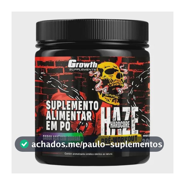 Haze Hardcore - Pré-treino 300g - Growth Supplements Sabor Açaí Com Guaraná