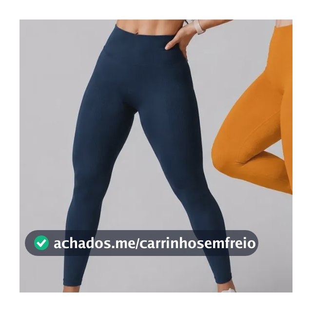 Kit 2 Calça Canelado Premium Cintura Alta Sem Costura Treino