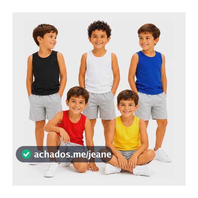 Kit 5 Camisetas Regata Lisas Infantil Menino 2 À 8 Anos