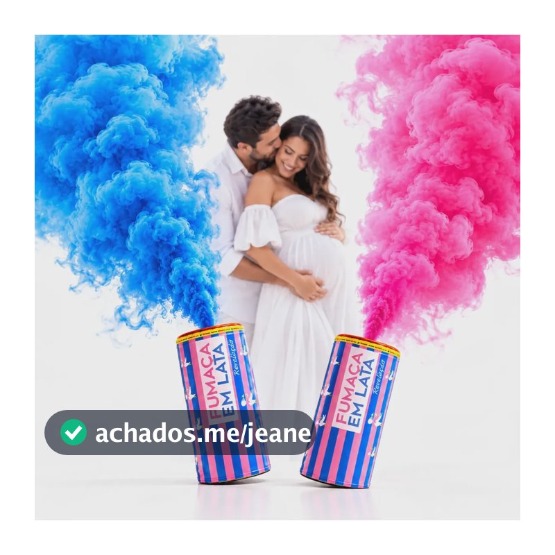 Fumaça Colorida Chá Revelação Lata Azul Rosa Marca Kururuá Rosa-chiclete