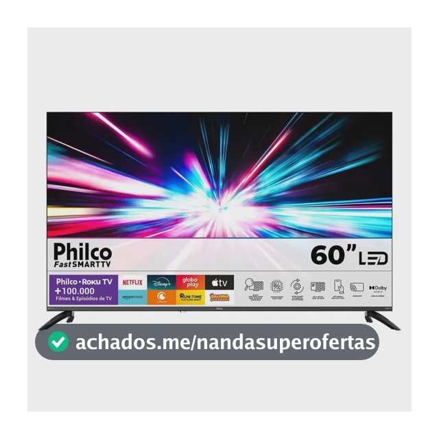 Smart TV Philco 60" P60VIK 4K UHD LED Roku Dolby Audio Wi-Fi HDR10