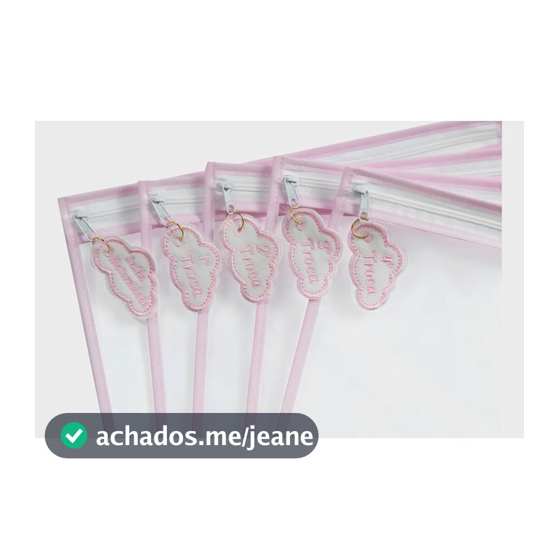 Kit 5 Saquinhos Maternidade Com Tag Bordada De Identificação Cor Nuvem Rosa Desenho Do Tecido Plástico
