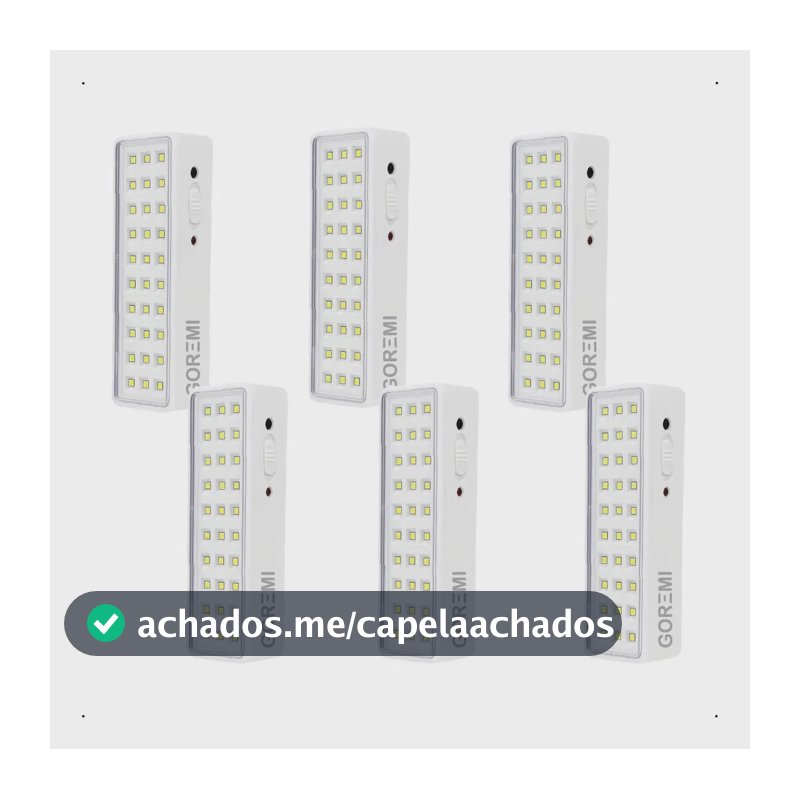 6 Luminária Emergência Lâmpada 30 Leds Recarregável Bivolt Branco-frio