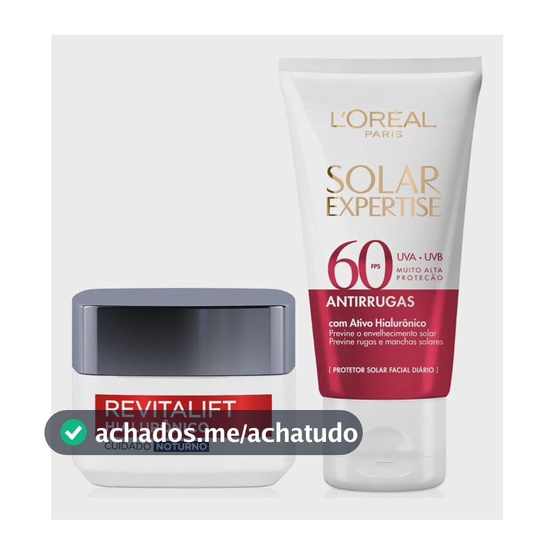 Kit Revitalift Hialurônico + Solar Expertise Antirrugas FPS60 L'Oréal Paris