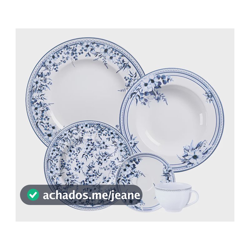 Aparelho De Jantar Tramontina Azzura Em Porcelana Decorada 2 Cor Branco