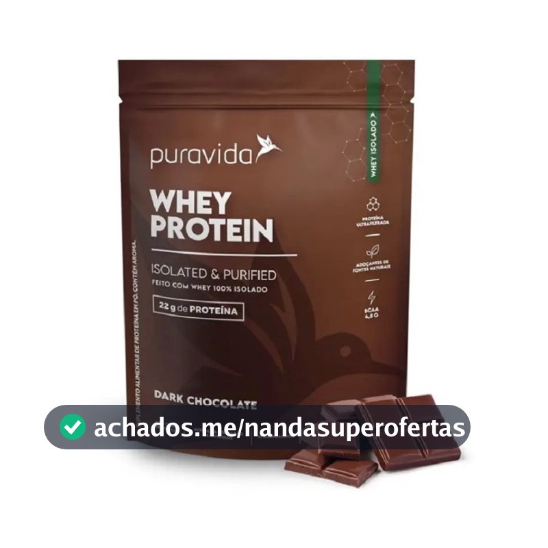 Whey Protein Isolado Pura Vida isolada do soro em pó sabor Chocolate amargo x 450g