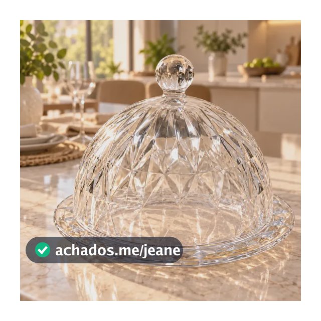 Queijeira De Cristal Lyor Diamond Com Tampa E Base De 18cm Transparente
