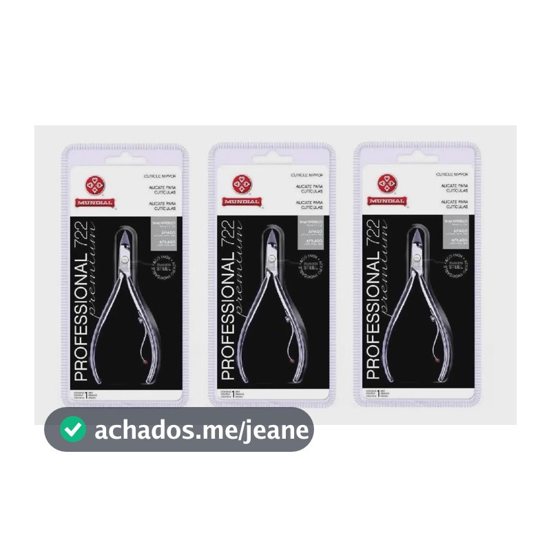 Mundial Alicate Professional Premium Kit 3un Para Cutículas Inox Afiado 722