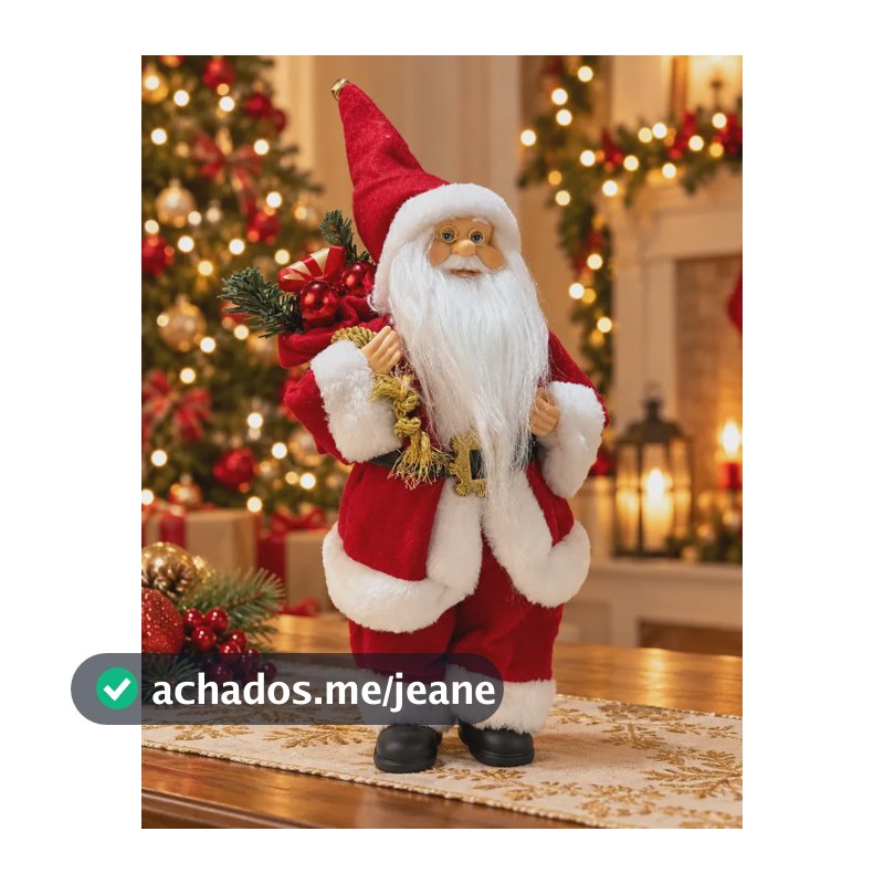 Papai Noel Boneco Vermelho Branco Tradicional 38 Cm Luxo Vermelho