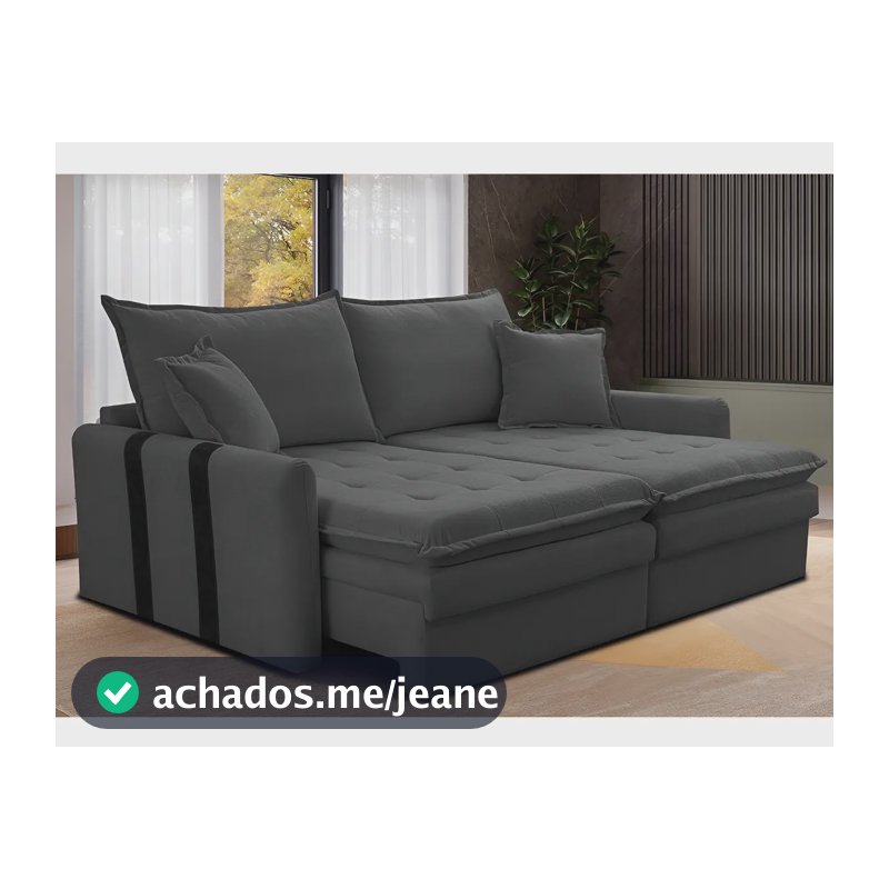 Sofá Sem Caixa Retrátil 1,80m Soft Bonnie Boucle Cama Inbox Cor Cinza-escuro