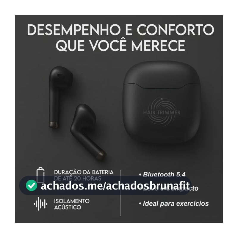 Fone De Ouvido Sem Fio Tws Bluetooth 5.1 Cancelamento Cvc Chamadas Hd Modo Jogo Baixa Latência Bateria Longa Estojo Magnético Controle Touch Som Premium Versão Avançada Cor Preto HAIR TRIMMER