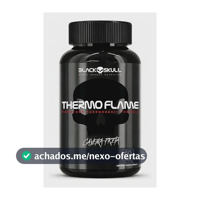 Termogenico Thermo Flame Black Skull 60 Tabletes Cafeina Sem Sabor